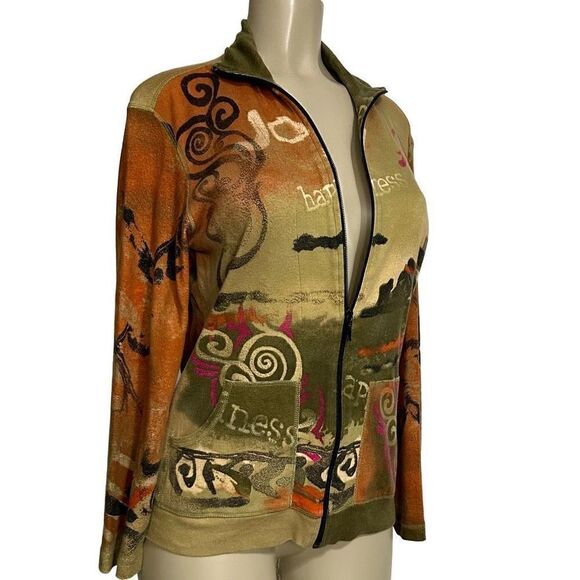 Chico's Full Zip Sweatshirt Women's Small (0) High Neck Collar Long Sleeveless $ - Picture 9 of 11